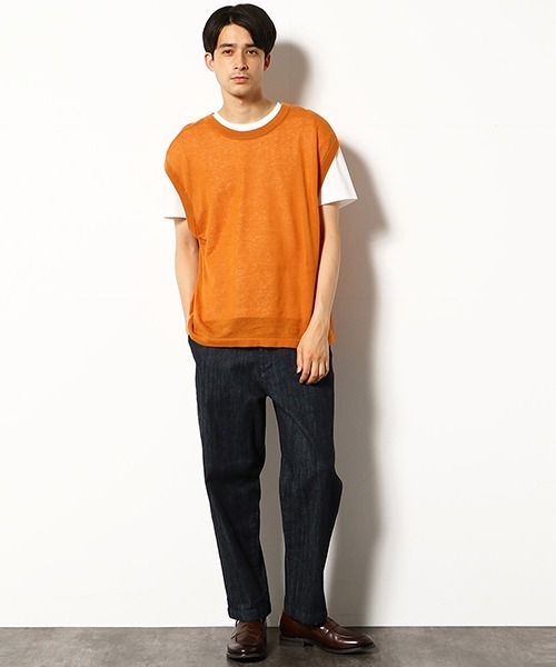 COMME　CA COMMUNE（コムサコミューン）の「《リネンミックス》 ドロップショルダー ニットベスト（ベスト・メンズ・ブルー/グリーン/レンガ・MEDIUM/LARGE）」の15枚目の写真