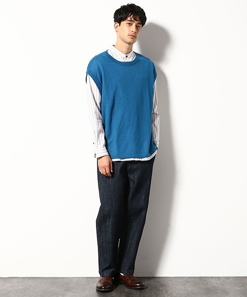 COMME　CA COMMUNE（コムサコミューン）の「《リネンミックス》 ドロップショルダー ニットベスト（ベスト・メンズ・ブルー/グリーン/レンガ・MEDIUM/LARGE）」の19枚目の写真