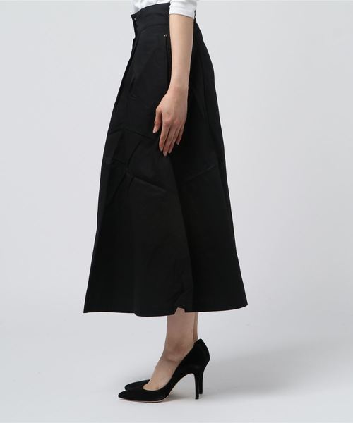 B.I.D.(ビーアイディー)の「BID / Front Button Box Tuck Flare Skirt(スカート・レディース・カーキ/ベージュ/ブルー/ネイビー/ブラック・FREE)」の6枚目の写真