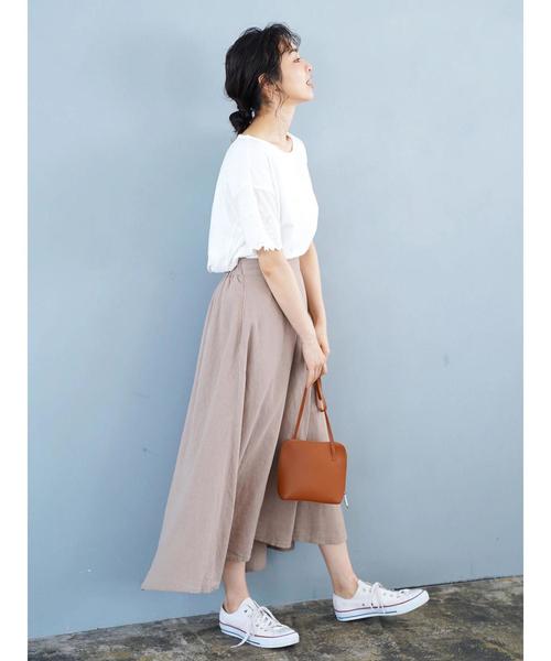 美品✨ビアズリー ラップ風 リネン チェック フレアスカート FREE ロング CRAFT STANDARD BOUTIQUE(クラフトスタンダードブティック)の
