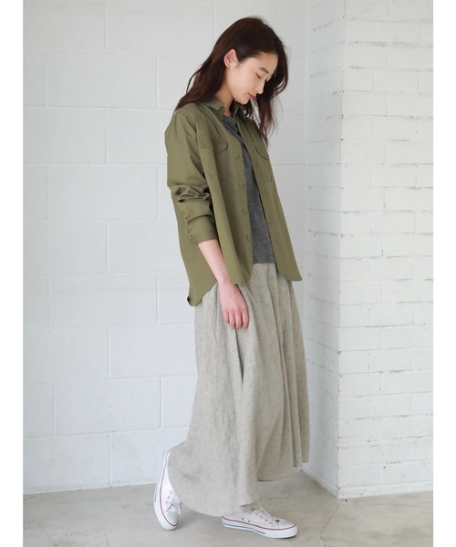 CRAFT STANDARD BOUTIQUE（クラフトスタンダードブティック）の「麻混ラップ風フレアロング リネンスカ-ト ★☆○（スカート・レディース・チャコールグレー/ベージュ/ネイビー/カーキ/その他5/その他8/ストライプ・M/L）」の17枚目の写真