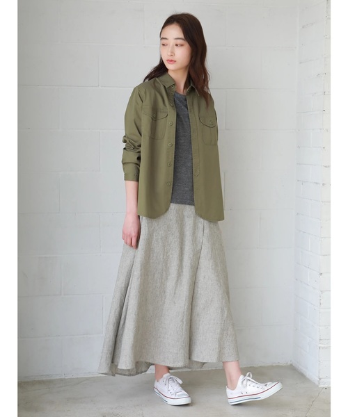 CRAFT STANDARD BOUTIQUE（クラフトスタンダードブティック）の「麻混ラップ風フレアロング リネンスカ-ト ★☆○（スカート・レディース・チャコールグレー/ベージュ/ネイビー/カーキ/その他5/その他8/ストライプ・M/L）」の18枚目の写真