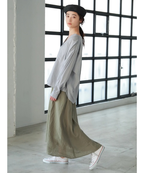 CRAFT STANDARD BOUTIQUE（クラフトスタンダードブティック）の「麻混ラップ風フレアロング リネンスカ-ト ★☆○（スカート・レディース・チャコールグレー/ベージュ/ネイビー/カーキ/その他5/その他8/ストライプ・M/L）」の21枚目の写真