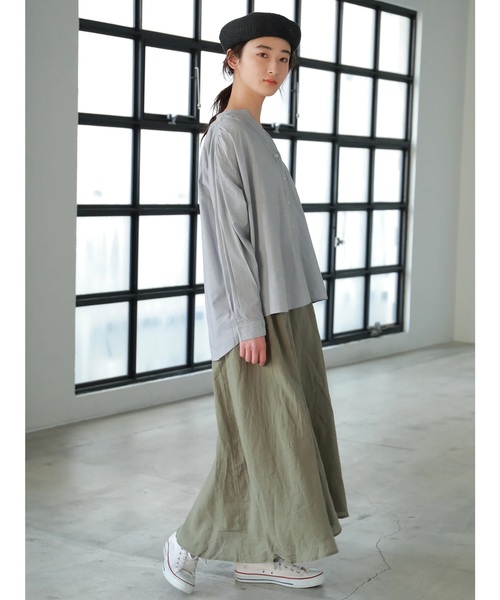 CRAFT STANDARD BOUTIQUE（クラフトスタンダードブティック）の「麻混ラップ風フレアロング リネンスカ-ト ★☆○（スカート・レディース・チャコールグレー/ベージュ/ネイビー/カーキ/その他5/その他8/ストライプ・M/L）」の22枚目の写真