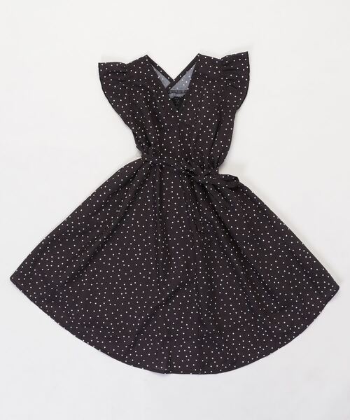 AIMABLE（エマーブル）の「ポリエステルローン ランダムドットワンピース（ワンピース・キッズ・ブラック/キャメル・120/140/110/130/150/160/100）」の2枚目の写真