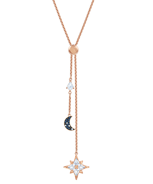【スワロフスキー】Swarovski Symbolic Y字型ネックレス、 ローズゴールドトーン・コーティング