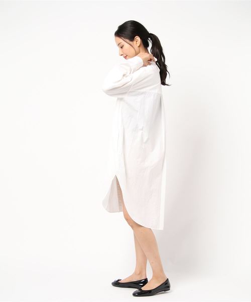 plage（プラージュ）の「Dry stripe シャツワンピース◆（シャツワンピース・レディース・ホワイト/アイボリー/ネイビー・FREE）」の4枚目の写真