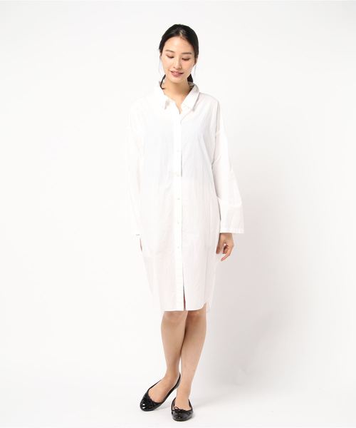 plage（プラージュ）の「Dry stripe シャツワンピース◆（シャツワンピース・レディース・ホワイト/アイボリー/ネイビー・FREE）」の6枚目の写真