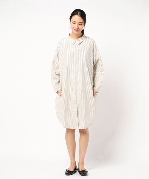 plage（プラージュ）の「Dry stripe シャツワンピース◆（シャツワンピース・レディース・ホワイト/アイボリー/ネイビー・FREE）」の7枚目の写真