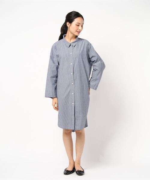 plage（プラージュ）の「Dry stripe シャツワンピース◆（シャツワンピース・レディース・ホワイト/アイボリー/ネイビー・FREE）」の8枚目の写真