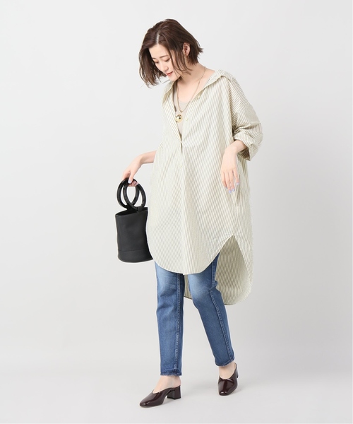 plage（プラージュ）の「Dry stripe シャツワンピース◆（シャツワンピース・レディース・ホワイト/アイボリー/ネイビー・FREE）」の22枚目の写真