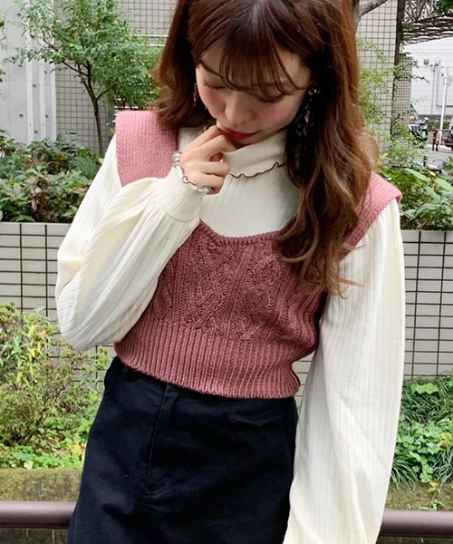 apres jour（アプレジュール）の「ビスチェ×タートルセット【ZOZOTOWN限定アイテム】（ニット/セーター・レディース・ブラック/アイボリー/モカ/スモークピンク・フリー）」の4枚目の写真