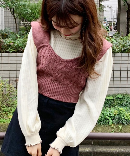 apres jour（アプレジュール）の「ビスチェ×タートルセット【ZOZOTOWN限定アイテム】（ニット/セーター・レディース・ブラック/アイボリー/モカ/スモークピンク・フリー）」の5枚目の写真