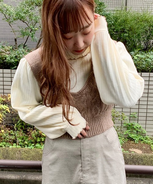 apres jour（アプレジュール）の「ビスチェ×タートルセット【ZOZOTOWN限定アイテム】（ニット/セーター・レディース・ブラック/アイボリー/モカ/スモークピンク・フリー）」の9枚目の写真