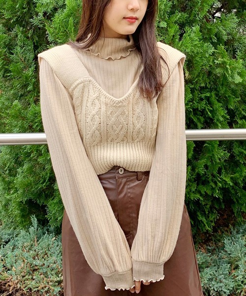 apres jour（アプレジュール）の「ビスチェ×タートルセット【ZOZOTOWN限定アイテム】（ニット/セーター・レディース・ブラック/アイボリー/モカ/スモークピンク・フリー）」の13枚目の写真