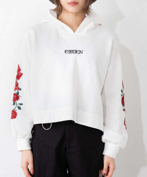 WEGO（ウィゴー）の「WEGO/スリーブ刺繍ショートビッグシルエットパーカー（パーカー・レディース・ブラック系その他/ホワイト/ブラック/その他1/その他2・FREE）」の15枚目の写真