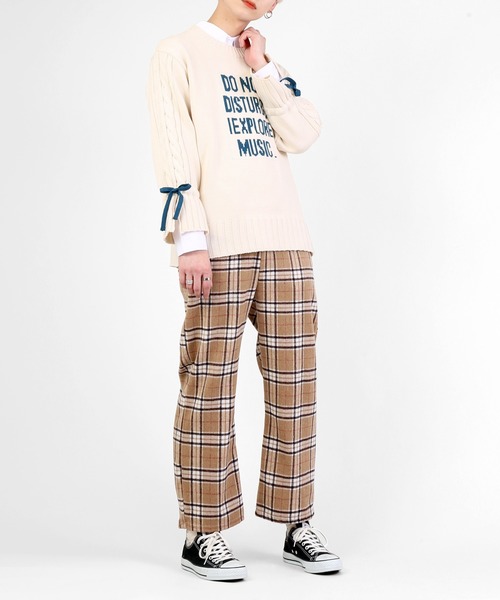 DING（ディング）の「DING/リボン付きロゴニット（ニット/セーター・レディース・オフホワイト/ネイビー・FREE）」の4枚目の写真