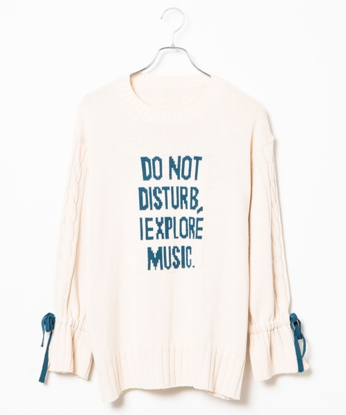 DING（ディング）の「DING/リボン付きロゴニット（ニット/セーター・レディース・オフホワイト/ネイビー・FREE）」の7枚目の写真