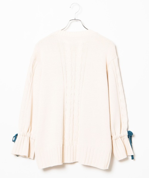 DING（ディング）の「DING/リボン付きロゴニット（ニット/セーター・レディース・オフホワイト/ネイビー・FREE）」の8枚目の写真