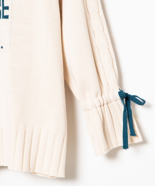 DING（ディング）の「DING/リボン付きロゴニット（ニット/セーター・レディース・オフホワイト/ネイビー・FREE）」の13枚目の写真