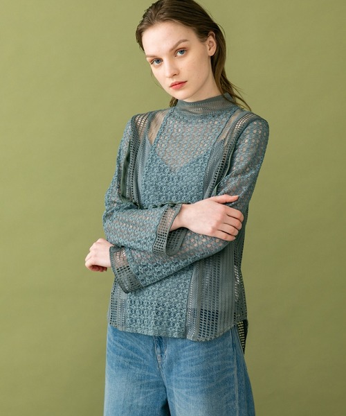 UNITED TOKYO（ユナイテッドトウキョウ）の「コンビネーションレースブラウス（シャツ/ブラウス・レディース・ブラック/オフホワイト/グリーン・0）」の10枚目の写真