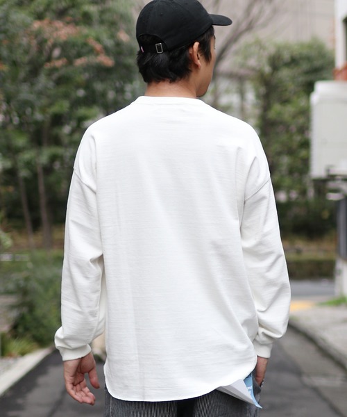 REMI RELIEF（レミレリーフ）の「REMI RELIEF/レミレリーフ 20/2 TC 天竺ポケット 無地ロンTシャツ（Tシャツ/カットソー・メンズ・ブラック/ベージュ/オフホワイト/ブルー/サーモンピンク・S/M/L）」の7枚目の写真