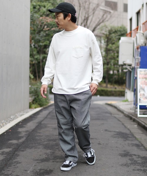 REMI RELIEF（レミレリーフ）の「REMI RELIEF/レミレリーフ 20/2 TC 天竺ポケット 無地ロンTシャツ（Tシャツ/カットソー・メンズ・ブラック/ベージュ/オフホワイト/ブルー/サーモンピンク・S/M/L）」の20枚目の写真