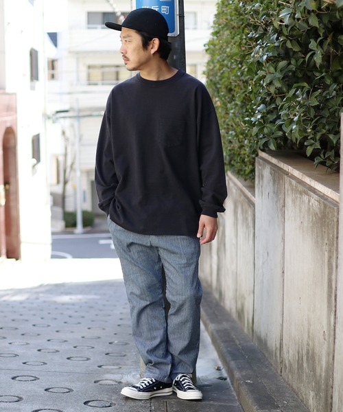 REMI RELIEF（レミレリーフ）の「REMI RELIEF/レミレリーフ 20/2 TC 天竺ポケット 無地ロンTシャツ（Tシャツ/カットソー・メンズ・ブラック/ベージュ/オフホワイト/ブルー/サーモンピンク・S/M/L）」の21枚目の写真