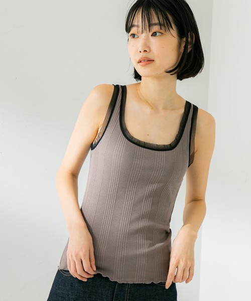 STUDIOUS(ステュディオス)の「【STUDIOUS】マルチリブチュールタンク(タンクトップ・レディース・ベージュ/ブラック/ホワイト・FREE)」の21枚目の写真