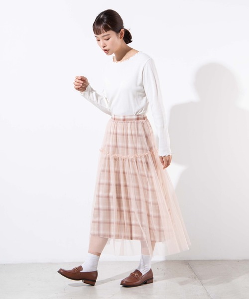 WEGO（ウィゴー）の「WEGO/チェックチュールスカート（スカート・レディース・ピンク/ベージュ・FREE）」の9枚目の写真