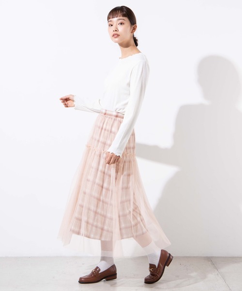 WEGO（ウィゴー）の「WEGO/チェックチュールスカート（スカート・レディース・ピンク/ベージュ・FREE）」の10枚目の写真