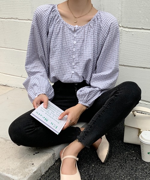 Girly Doll(ガーリードール)の「ナチュラルボリューム袖ブラウス(シャツ/ブラウス・レディース・ホワイト/ベージュ/チェック/ライトブルー/ミント/ライトグレー/ブラック/レッド系その他/グレー系その他/ベージュ系その他・FREE)」の13枚目の写真