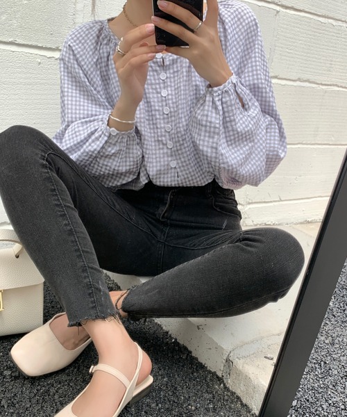 Girly Doll(ガーリードール)の「ナチュラルボリューム袖ブラウス(シャツ/ブラウス・レディース・ホワイト/ベージュ/チェック/ライトブルー/ミント/ライトグレー/ブラック/レッド系その他/グレー系その他/ベージュ系その他・FREE)」の14枚目の写真