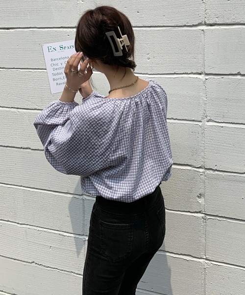 Girly Doll(ガーリードール)の「ナチュラルボリューム袖ブラウス(シャツ/ブラウス・レディース・ホワイト/ベージュ/チェック/ライトブルー/ミント/ライトグレー/ブラック/レッド系その他/グレー系その他/ベージュ系その他・FREE)」の15枚目の写真