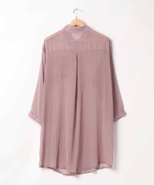 SpRay（スプレイ）の「シアーロングシャツ（シャツ/ブラウス・レディース・ピンク/グレー/ライトグリーン/アイボリー/ブラック/オフホワイト・FREE）」の7枚目の写真