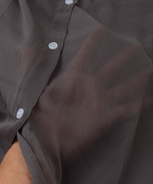 SpRay（スプレイ）の「シアーロングシャツ（シャツ/ブラウス・レディース・ピンク/グレー/ライトグリーン/アイボリー/ブラック/オフホワイト・FREE）」の11枚目の写真