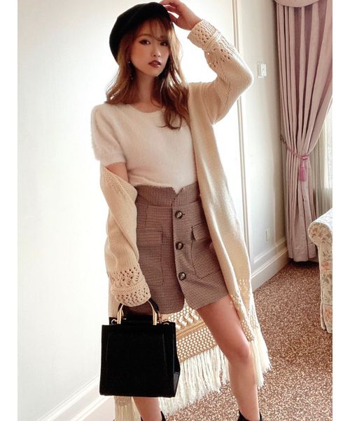 RESEXXY(リゼクシー)の「透かし柄フリンジカーデ(カーディガン/ボレロ・レディース・ブラック/ベージュ/オフホワイト・FREE)」の5枚目の写真