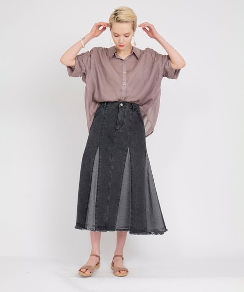 KOH.style（コースタイル）の「ブロッキングデニムスカート（デニムスカート・レディース・ブラック/ブルー・MEDIUM/LARGE/SMALL）」の7枚目の写真