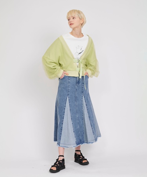 KOH.style（コースタイル）の「ブロッキングデニムスカート（デニムスカート・レディース・ブラック/ブルー・MEDIUM/LARGE/SMALL）」の13枚目の写真