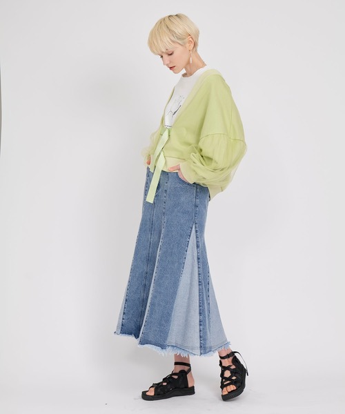 KOH.style（コースタイル）の「ブロッキングデニムスカート（デニムスカート・レディース・ブラック/ブルー・MEDIUM/LARGE/SMALL）」の14枚目の写真