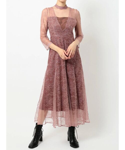 MERCURYDUO（マーキュリーデュオ）の「センシュアルレースロングドレス（ドレス・レディース・イエロー/ピンク/ブラック・MEDIUM/SMALL）」の5枚目の写真