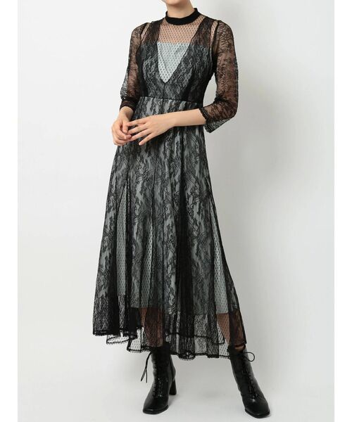 MERCURYDUO（マーキュリーデュオ）の「センシュアルレースロングドレス（ドレス・レディース・イエロー/ピンク/ブラック・MEDIUM/SMALL）」の18枚目の写真