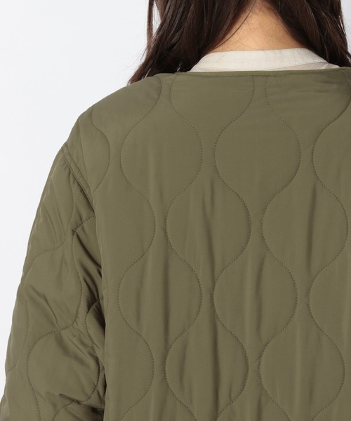 Heather（ヘザー）の「リバーシブルキルティングボアロングコート　918012（ミリタリージャケット・レディース・ブラック/カーキ・FREE）」の7枚目の写真