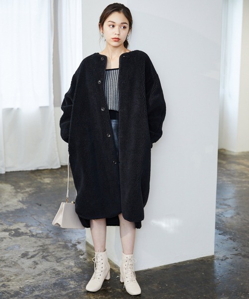 セール】リバーシブルキルティングボアロングコート 918012