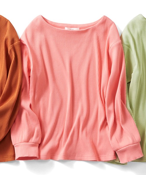 IEDIT(イディット)の「IEDIT 魅力を引き出すパーソナルカラーリブカットソートップス(Tシャツ/カットソー・レディース・ピンク/オレンジ/ミント/ワインレッド/ピンク系その他/ダークネイビー・LARGE/MEDIUM/SMALL/X-LARGE/XX-LARGE/XXX-LARGE)」の4枚目の写真