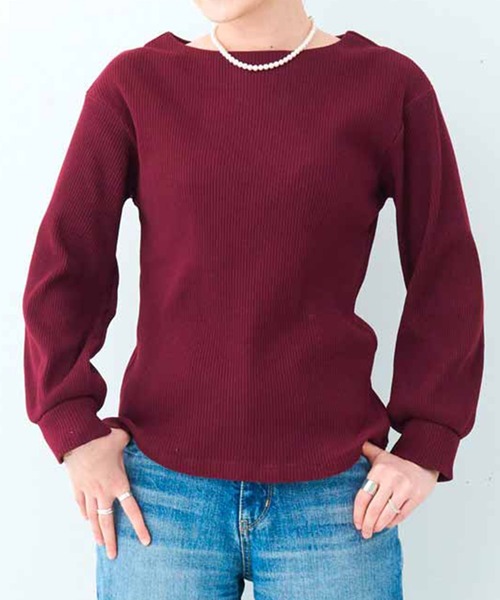 IEDIT(イディット)の「IEDIT 魅力を引き出すパーソナルカラーリブカットソートップス(Tシャツ/カットソー・レディース・ピンク/オレンジ/ミント/ワインレッド/ピンク系その他/ダークネイビー・LARGE/MEDIUM/SMALL/X-LARGE/XX-LARGE/XXX-LARGE)」の1枚目の写真