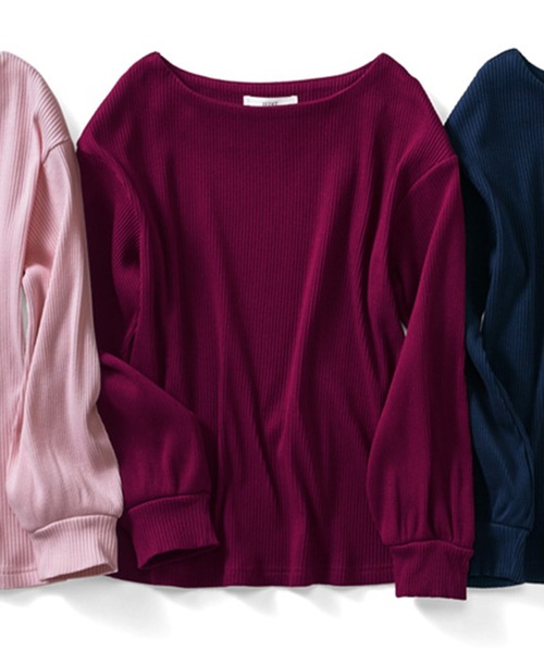 IEDIT(イディット)の「IEDIT 魅力を引き出すパーソナルカラーリブカットソートップス(Tシャツ/カットソー・レディース・ピンク/オレンジ/ミント/ワインレッド/ピンク系その他/ダークネイビー・LARGE/MEDIUM/SMALL/X-LARGE/XX-LARGE/XXX-LARGE)」の7枚目の写真