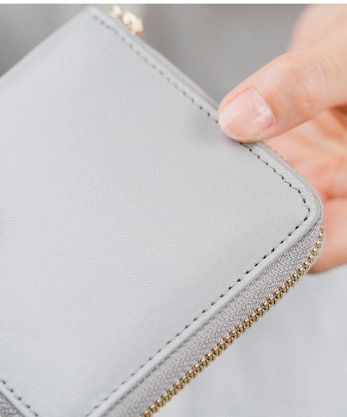 MURA（ムラ）の「ラウンドファスナー ゴートレザー スキミング防止 スクエア 二つ折り財布（財布・レディース・ブラック/グレー/ピンク/ブルー/グリーン/キャメル・FREE）」の22枚目の写真