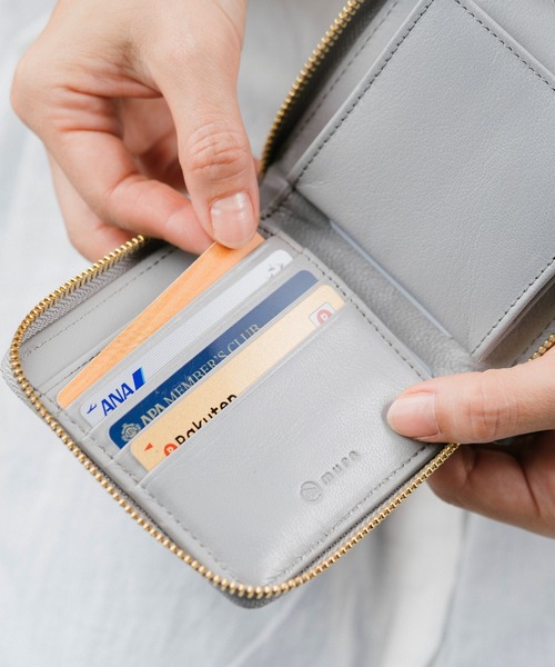 MURA（ムラ）の「ラウンドファスナー ゴートレザー スキミング防止 スクエア 二つ折り財布（財布・レディース・ブラック/グレー/ピンク/ブルー/グリーン/キャメル・FREE）」の20枚目の写真