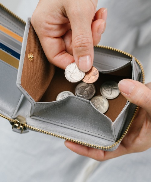 MURA（ムラ）の「ラウンドファスナー ゴートレザー スキミング防止 スクエア 二つ折り財布（財布・レディース・ブラック/グレー/ピンク/ブルー/グリーン/キャメル・FREE）」の16枚目の写真